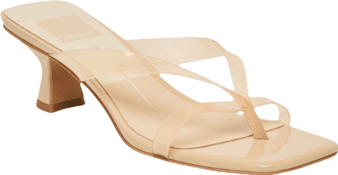 Women's Brevel Vinyl Jelly Thong Low Block Heel Dress Sandals