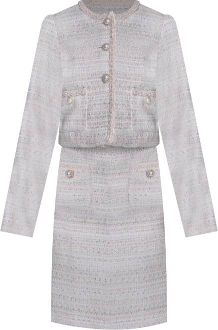 Women's Metallic Tweed Button-Front Jacket Dress