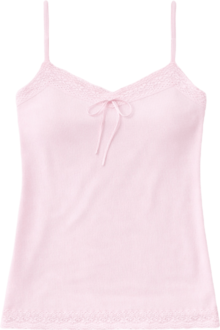 Juniors' Ribbed Lace-Trim Camisole