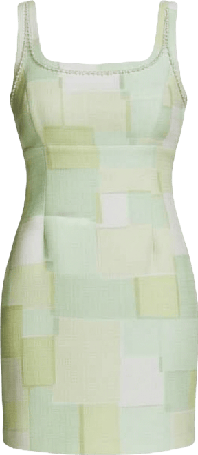 Women's Printed Square Neck Tweed Sheath Dress