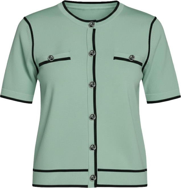 Petite Short-Sleeve Tipped Sweater