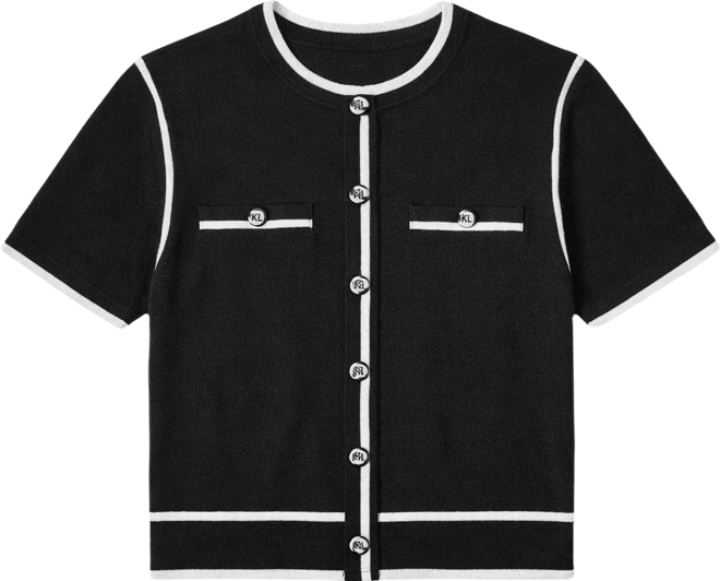 Petite Short-Sleeve Tipped Sweater