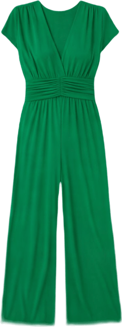 Women's Shirred Front V-Neck Jumpsuit