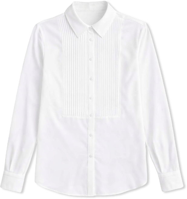 Women's Tuxedo Long Sleeve Collared Top