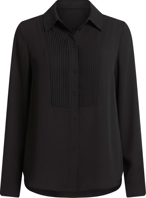 Women's Tuxedo Long Sleeve Collared Top