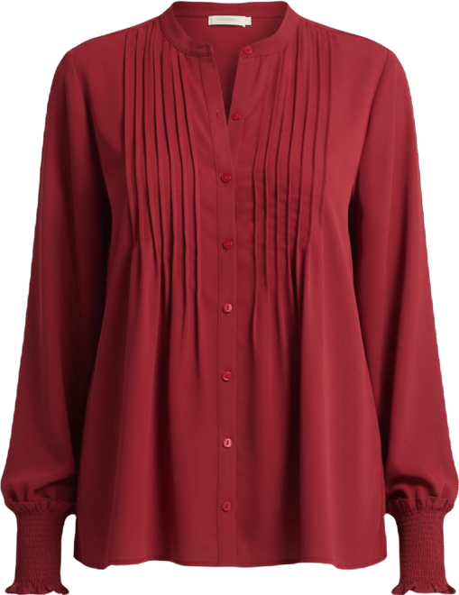 Women's Pleated Peasant Long Sleeve Top