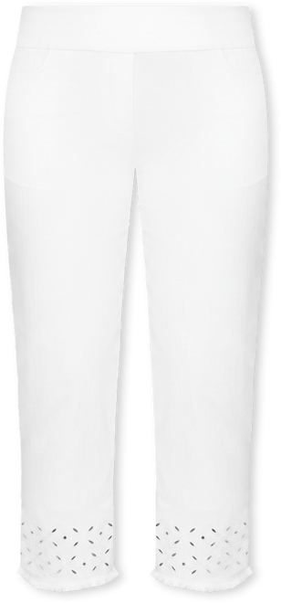 Plus Size Mykonos Geometric Embroidered Super Stretch Denim Ankle Pants