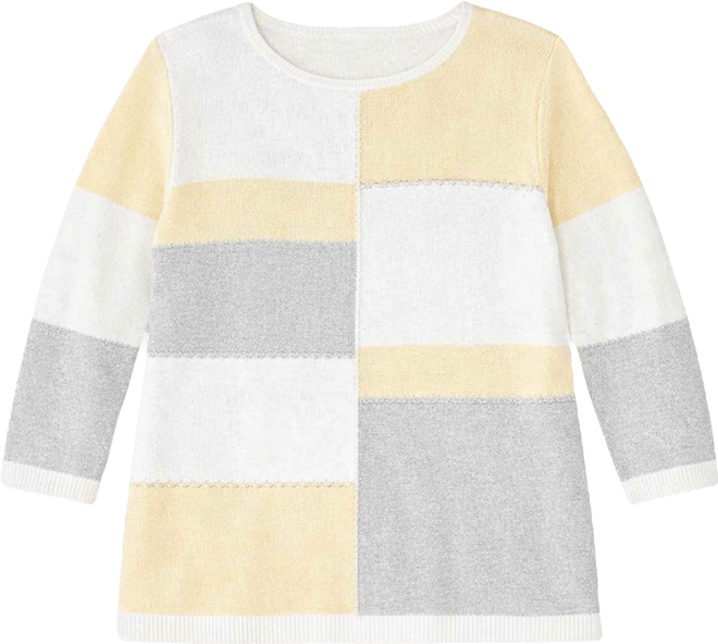 Plus Size Al Fresco Ribbed Colorblock Jewel Neck Sweater