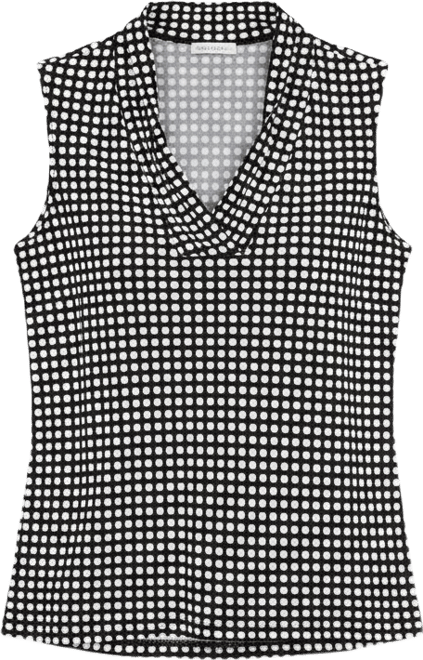 Women's Sleeveless Pleated V-Neck Shell Top