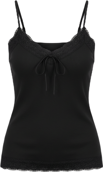 Juniors' Ribbed Lace-Trim Camisole