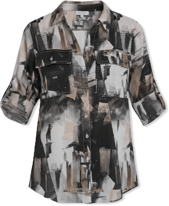 Women's Printed Roll-Tab Shirt