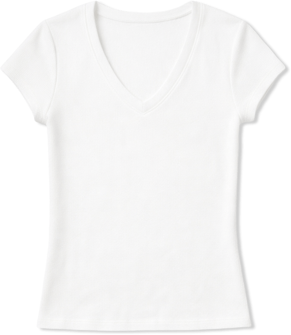 Women's V-Neck Rib-Knit Short-Sleeve T-Shirt, Macy's Exclusive