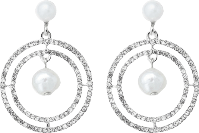 Pave & Imitation Pearl Orbital Drop Earrings