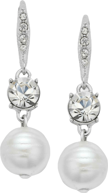 Crystal & Imitation Pearl Double Drop Earrings