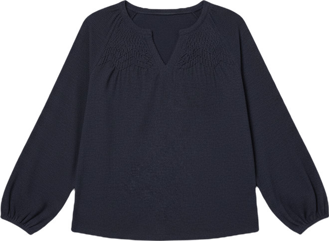 Plus Size Blouson Long-Sleeve Relaxed Top