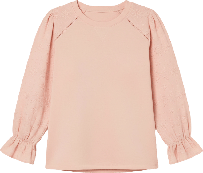 Plus Size Die Cut Embroidered Scoop Neck Top