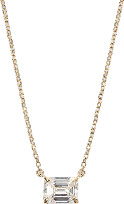 Gold-Tone Cubic Zirconia Solitaire Pendant Necklace, 16" + 3" extender