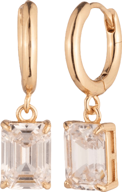 Cubic Zirconia Huggie Drop Earrings