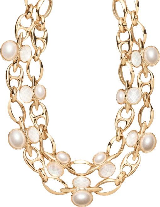 Stone & Mother-of-Pearl Layered Collar Necklace, 16" + 3" extender