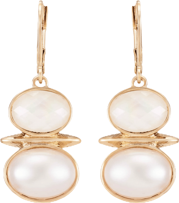 Stone & Mother-of-Pearl Snowman Drop Earrings