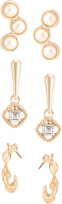 3-Pc. Set Crystal & Imitation Pearl Earrings