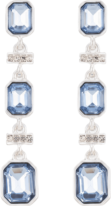 Pave Bar & Emerald-Cut Stone Linear Drop Earrings