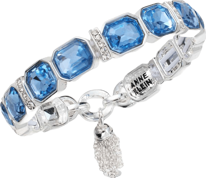 Pave Bar & Emerald-Cut Stone Stretch Bracelet