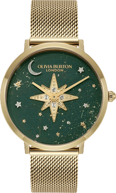 Women's Celestial Nova Gold Tone Stainless Steel Mesh Bracelet Watch, 35mm