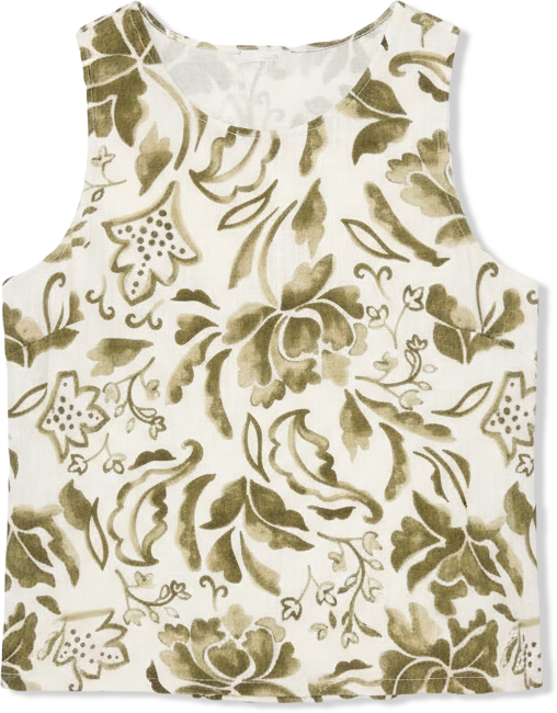 Women's Woven Crew Neck Tank Top