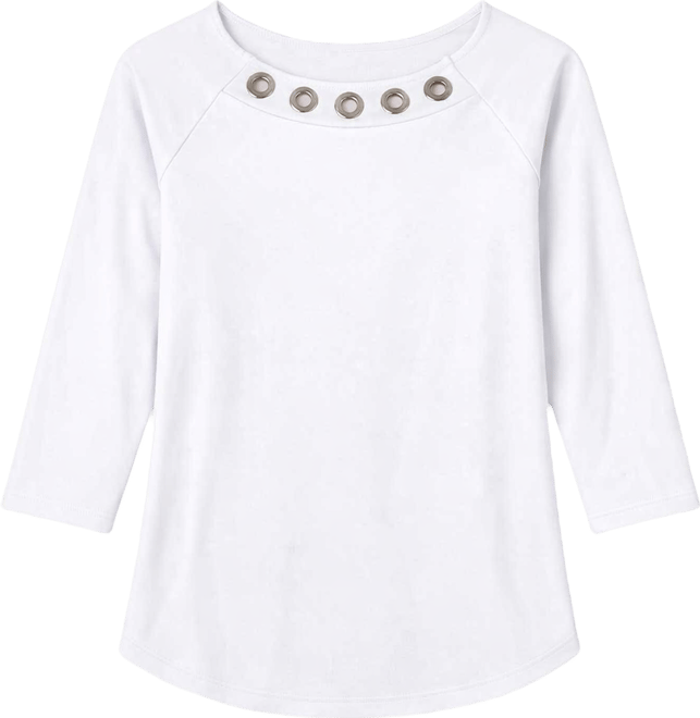 Petite Grommet Neck Solid Knit Top