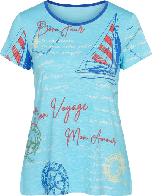 Petite Bon Voyage Trim Detail Graphic T-shirt