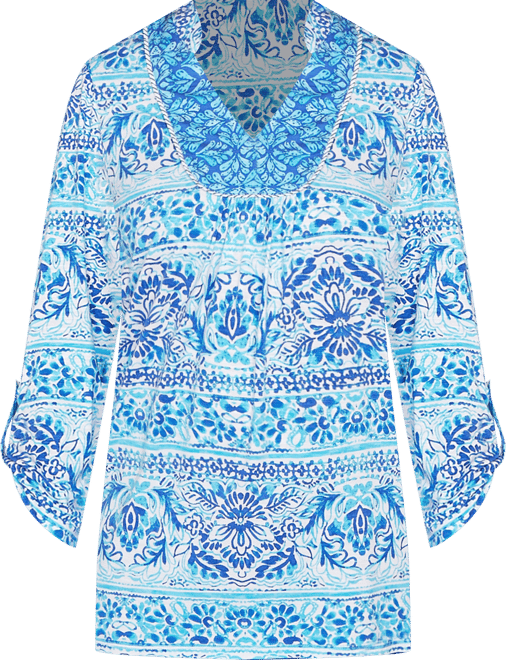 Petite Woodblock Twin Printed Knit Top