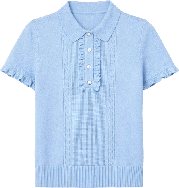 Women's Ruffle Placket Knitted Top