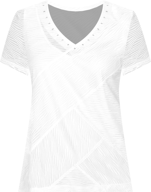 Plus Size Solid Wavy Stripe Short Sleeve Top