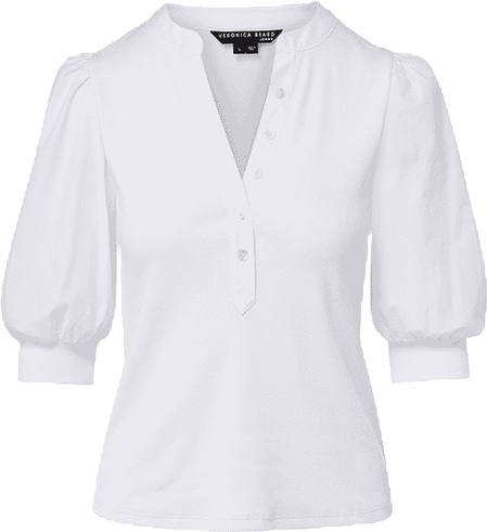 Coralee Puff-Sleeve Tee in White | Veronica Beard