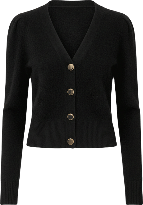 Solene Brushed Cashmere Cardigan in Black | Veronica Beard