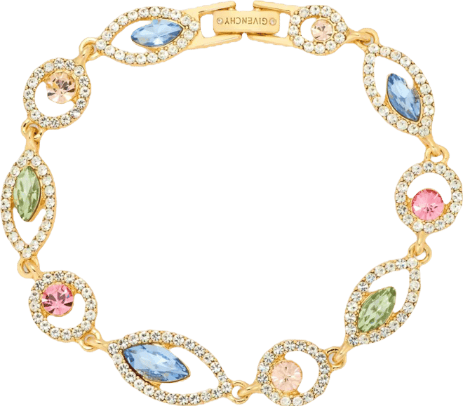 Rhodium Glass Stone Silver-Tone Flex Bracelet