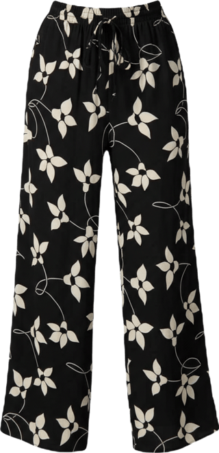 Women's Wide-Leg Floral Print Pants with Pockets