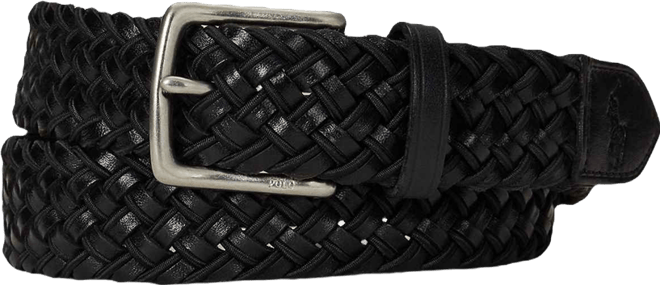 Men's Leather & Braided Cord Woven Belt