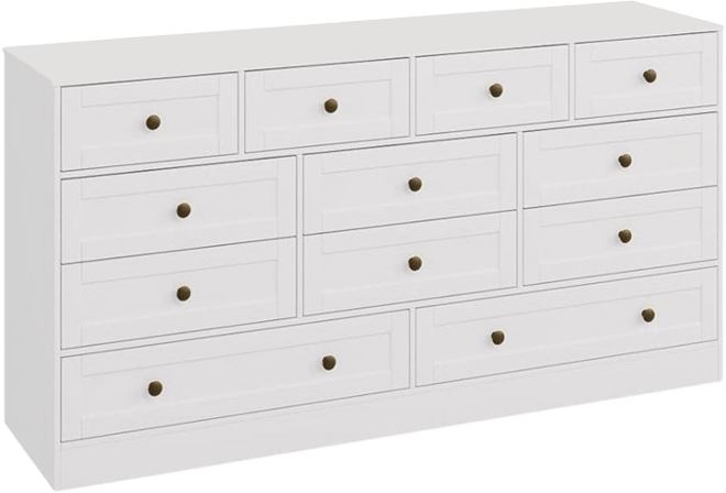 12 Drawers Wooden Dressers for Bedroom, Wood Chest of Drawers Clothes Storage Organizer for Living Room, Hallway, Modern Wide Tv Stand Dresser