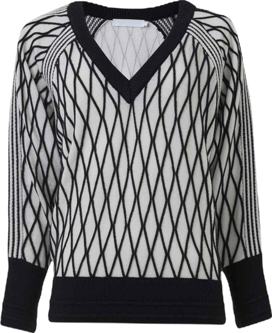 Women's Argyle Mesh Textured Knitted Sweater
