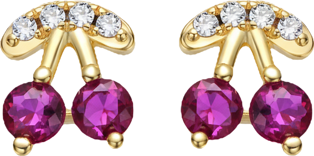 Dainty Cz Cherry Shaped Stud Earrings in 14K Gold Plated