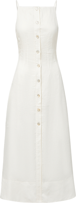 Veronica Beard Georges Linen Midi Dress | White | Size 4