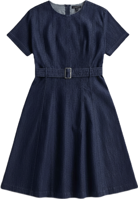 Liz Claiborne Womens Plus Midi Crew Neck Short Sleeve A-Line Dress, Color:  Indigo - JCPenney