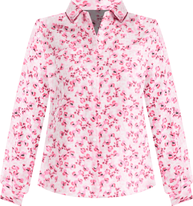 Petite Floral Woven Collar Shirt