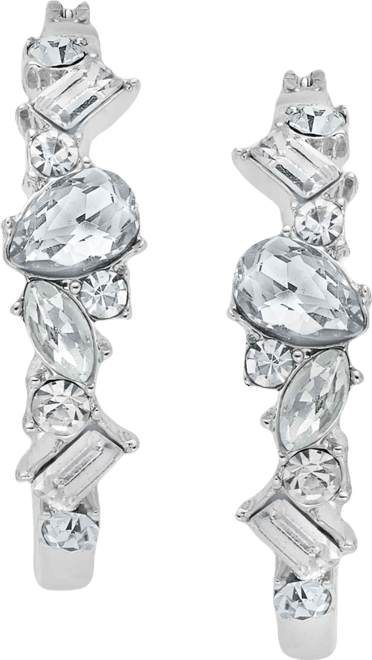 Small Multi-Stone Hoop Earrings, 1"