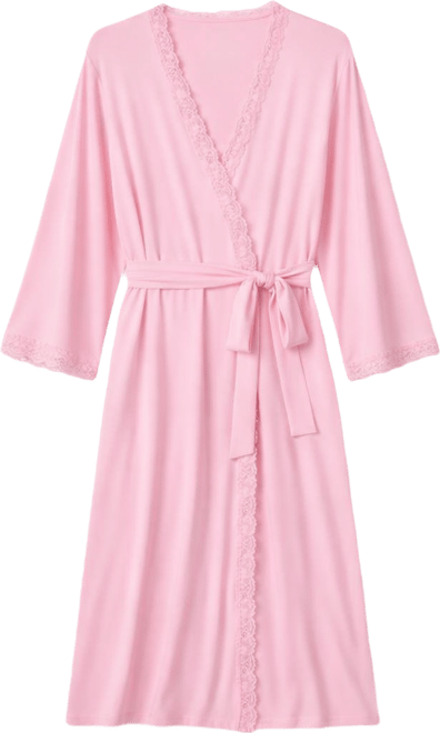 Women's Lace-Trim Knit Robe, Exclusively at Macy's