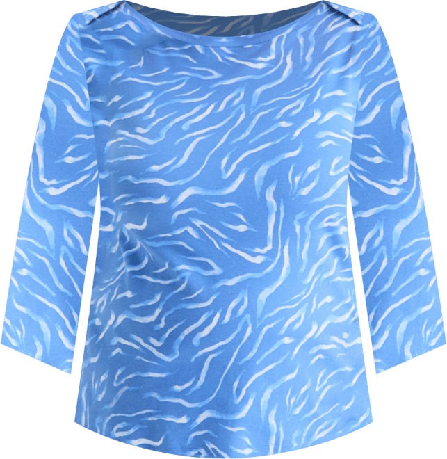 Plus Size Printed Cotton 3/4-Sleeve Top, Macy's Exclusive