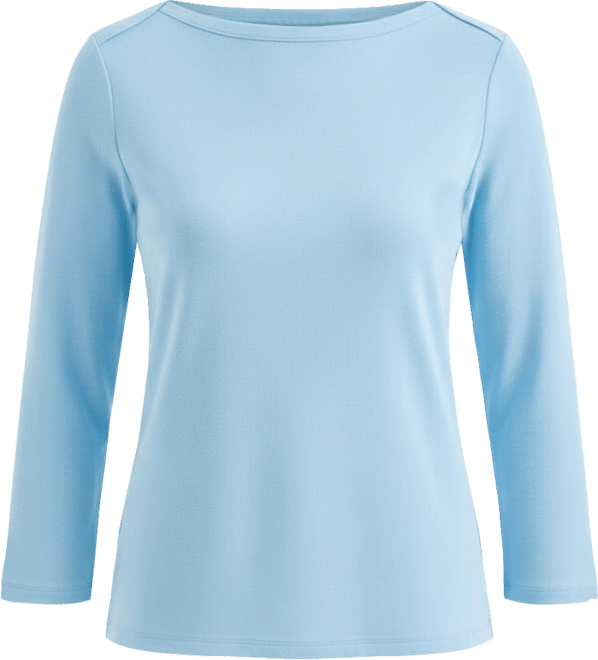 Women's Petite Pima Cotton 3/4-Sleeve Boat-Neck Top, Created for Macy's