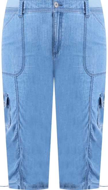 Plus Size Mid-Rise Cotton Chambray Capri Pants, Macy's Exclusive